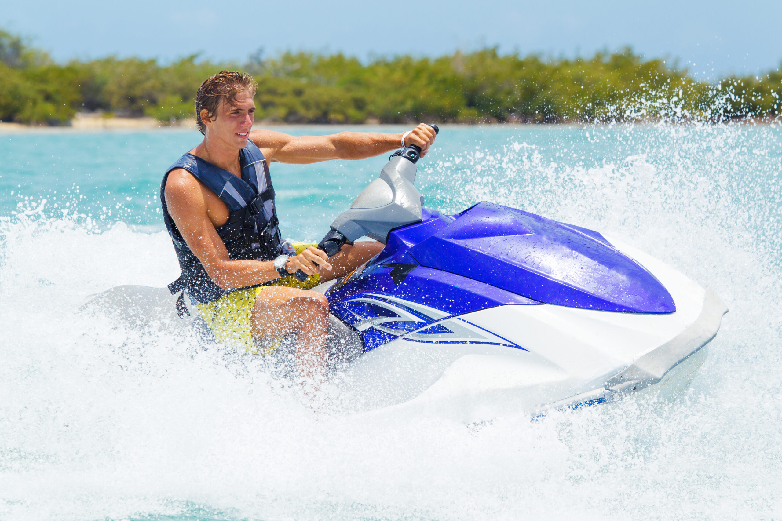 Man on Jet Ski having fun in Ocean